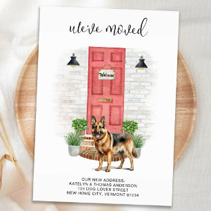 We've Moved German Shepherd Red Door Dog Moving Announcement