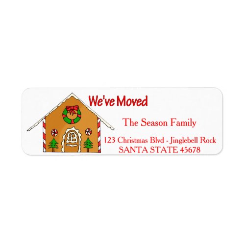 Weve Moved Gingerbread house  Christmas label