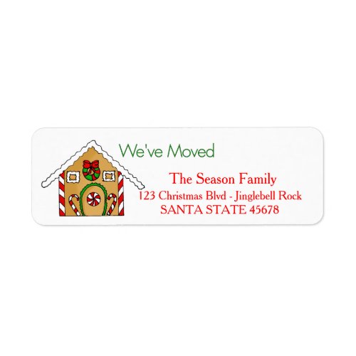 Weve Moved Gingerbread house  Christmas label