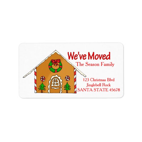 Weve Moved Gingerbread house  Christmas label