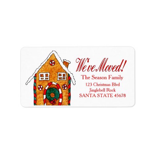 Weve Moved Gingerbread house  Christmas label