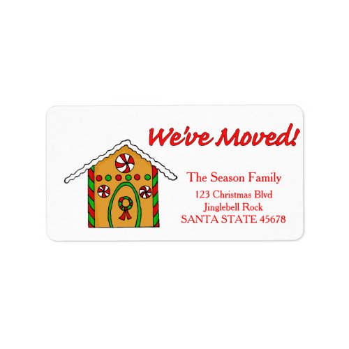 Weve Moved Gingerbread house  Christmas label