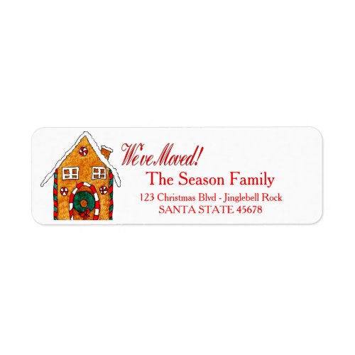 Weve Moved Gingerbread house  Christmas label