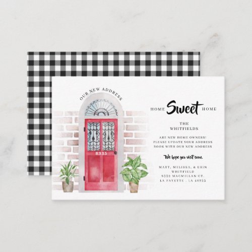 Weve Moved Gingham Watercolor Moving Announcement