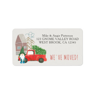 We've Moved Gnome and Christmas Truck New Address Label