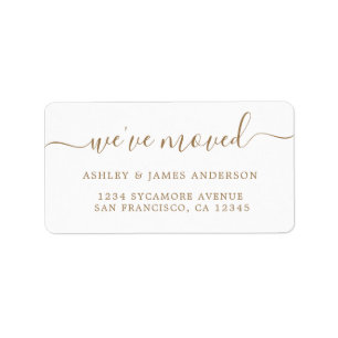 We've Moved Gold Script New Address Label