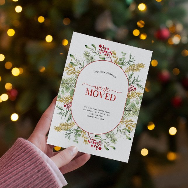 We've Moved Gold Winter Announcement Postcard (Celebrate the new beginning with this festive 'We've Moved" postcard!
)