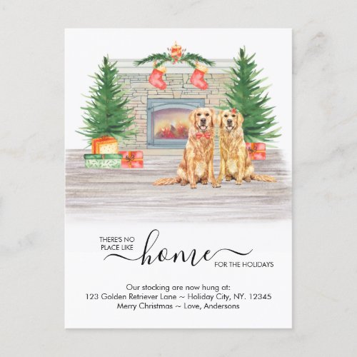 Weve Moved Golden Retriever Dog Holiday Moving Announcement Postcard