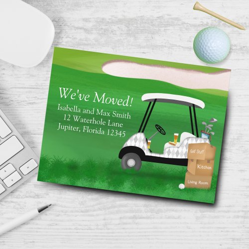 Weve Moved Golf Cart With Moving Boxes  Announcement Postcard