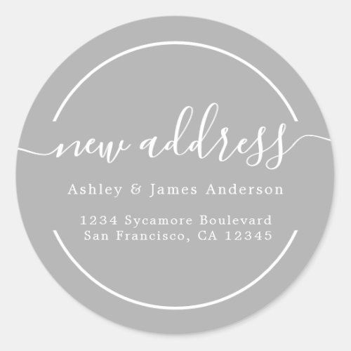 Weve Moved Gray New Address Classic Round Sticker