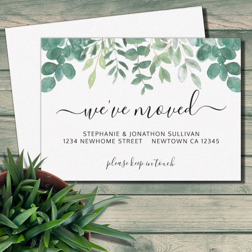 Weve Moved Greenery Announcement Card