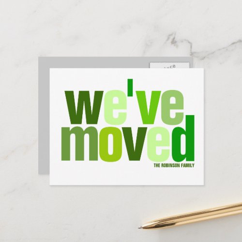 Weve Moved Greenery Announcement Postcard