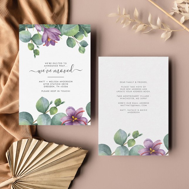 We've Moved Greenery Eucalyptus Change of Address Note Card (Creator Uploaded)