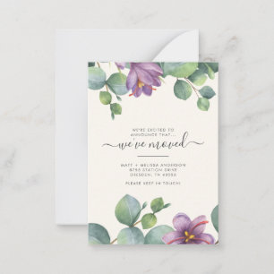 We've Moved Greenery Eucalyptus Floral Moving Note Card