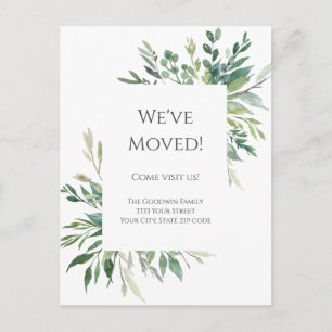 We've Moved Greenery Moving Announcement Postcard