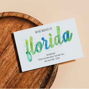 We've Moved Hand Painted Watercolor Florida Moving Announcement