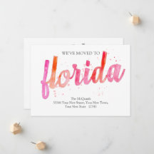 We've Moved Hand Written Watercolor Florida Moving
