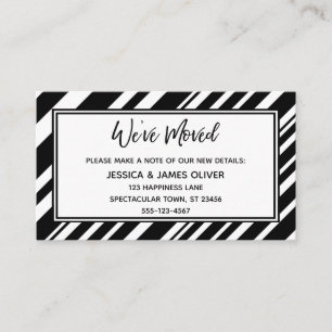 "We've Moved" Handwriting w/ Diagonal Stripes Business Card