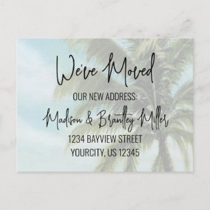 We've Moved Handwritten Calligraphy Palm Tree Pos Postcard
