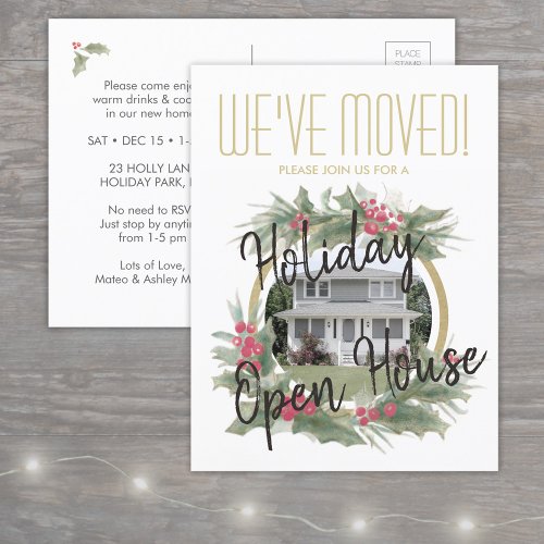 Weve Moved Holiday Housewarming Open House Photo Announcement Postcard