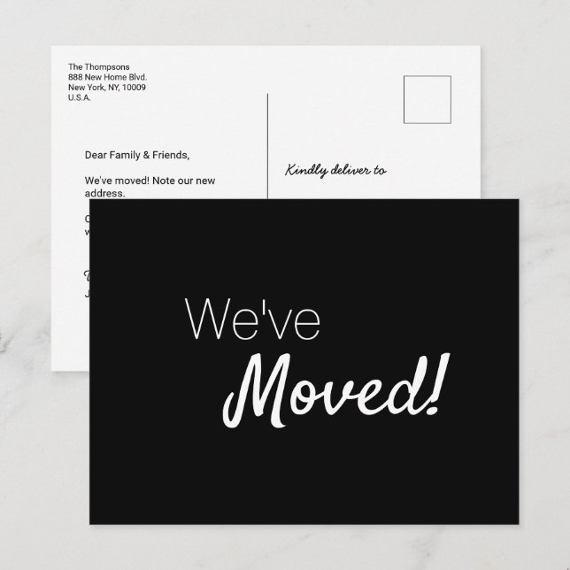 We've Moved home Modern Typography Custom Announce Announcement Postcard (Front/Back)