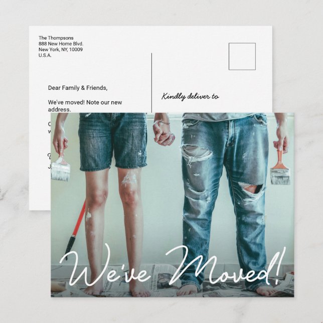 We've Moved home Modern Typography Custom Photo Announcement Postcard (Front/Back)