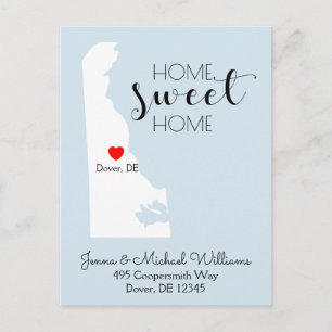 We've Moved Home Sweet Home Delaware Announcement Postcard