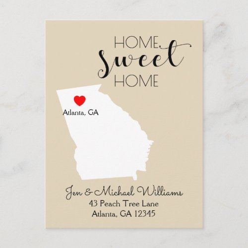 Weve Moved  Home Sweet Home Georgia Announcement Postcard