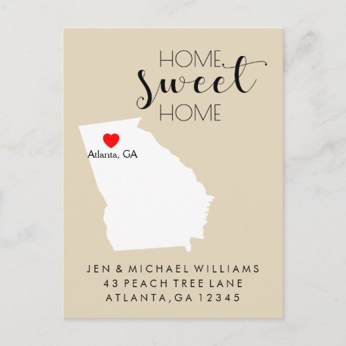 Weve Moved  Home Sweet Home Georgia Announcement Postcard
