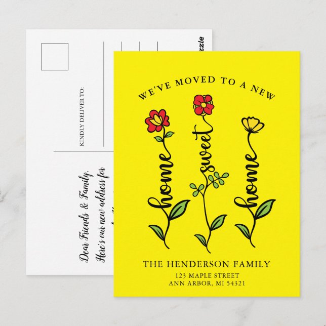 We've Moved Home Sweet Home Moving Announcement Postcard (Front/Back)