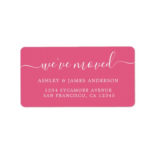 Weve Moved Hot Pink New Address label