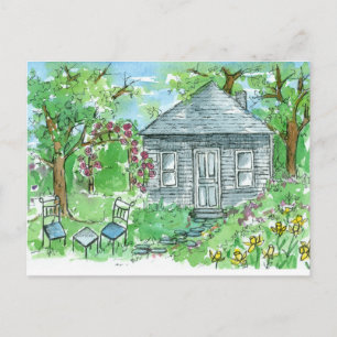 We've Moved House Daffodil Cottage Watercolor Postcard
