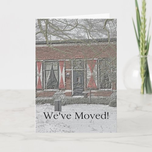 Weve Moved house in snow Holiday Card