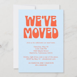 We've Moved Housewarming Orange Blue Retro Invitation