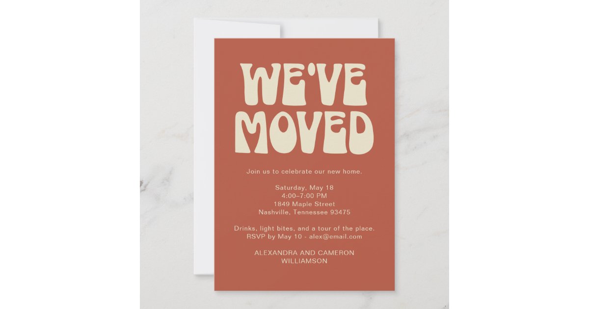 we-ve-moved-housewarming-party-rust-retro-invitation-zazzle