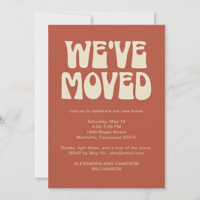 We've Moved Housewarming Party Rust Retro Invitation (Front)