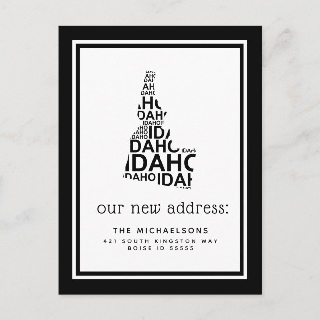 We've Moved | Idaho Typography Holiday Postcard (Front)