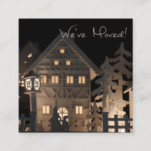 weve moved  Illuminated Christmas Houses Enclosure Card