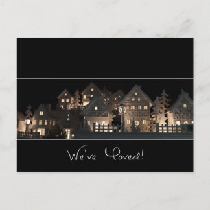 We've Moved Illuminated Christmas Houses Postcard