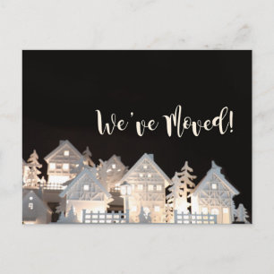 We've Moved Illuminated Christmas Houses Postcard