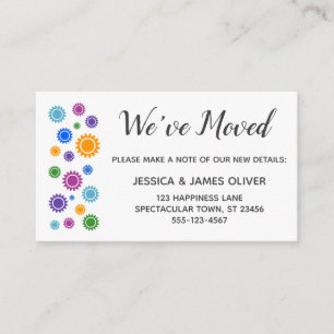 "We've Moved" Insert Cards w Colorful Sunshines