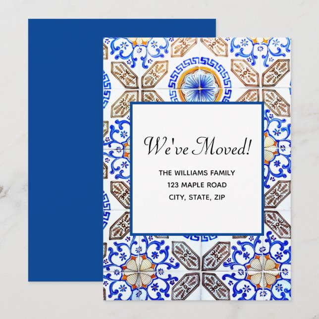 We've Moved Italian Blue New Address  Invitation (Front/Back)