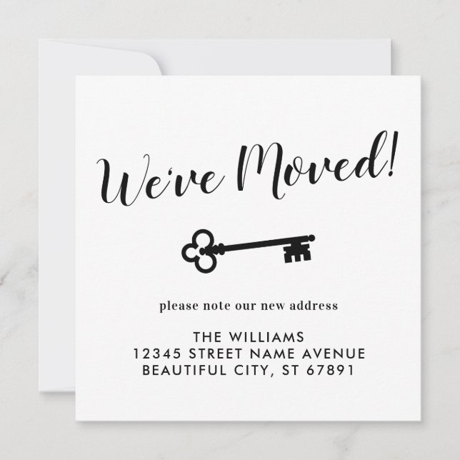 We've Moved Key New Home Address Stripe Moving Announcement (Front)
