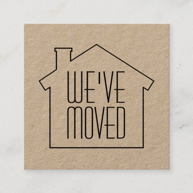 We've Moved Kraft New Address Change Enclosure Square Business Card (Front)