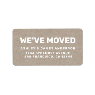 We've Moved Kraft Paper New Address Label