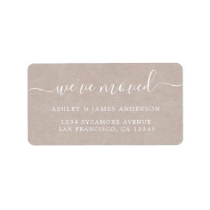 We've Moved Kraft Paper New Address label