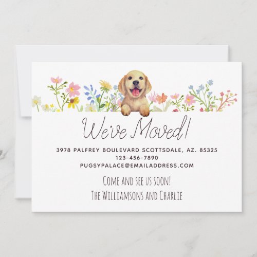 Weve Moved Labrador Puppy Floral Moving Announcement