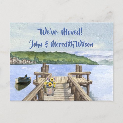 Weve Moved Lake Boat Mountain Budget  Dock Move  Announcement Postcard