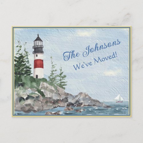 Weve Moved Lighthouse Water Budget Postcard