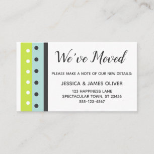 "We've Moved" Lime, Blue and Dark Gray Insert Card